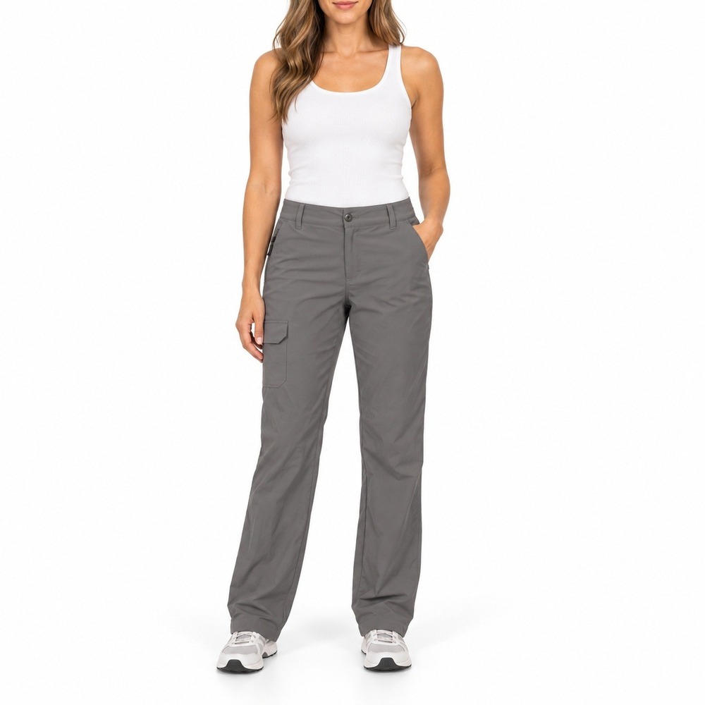 Eddie Bauer Guide Pro Lined Cargo Pants Womens 8 Gray Pink Fleece Hiking Outdoor